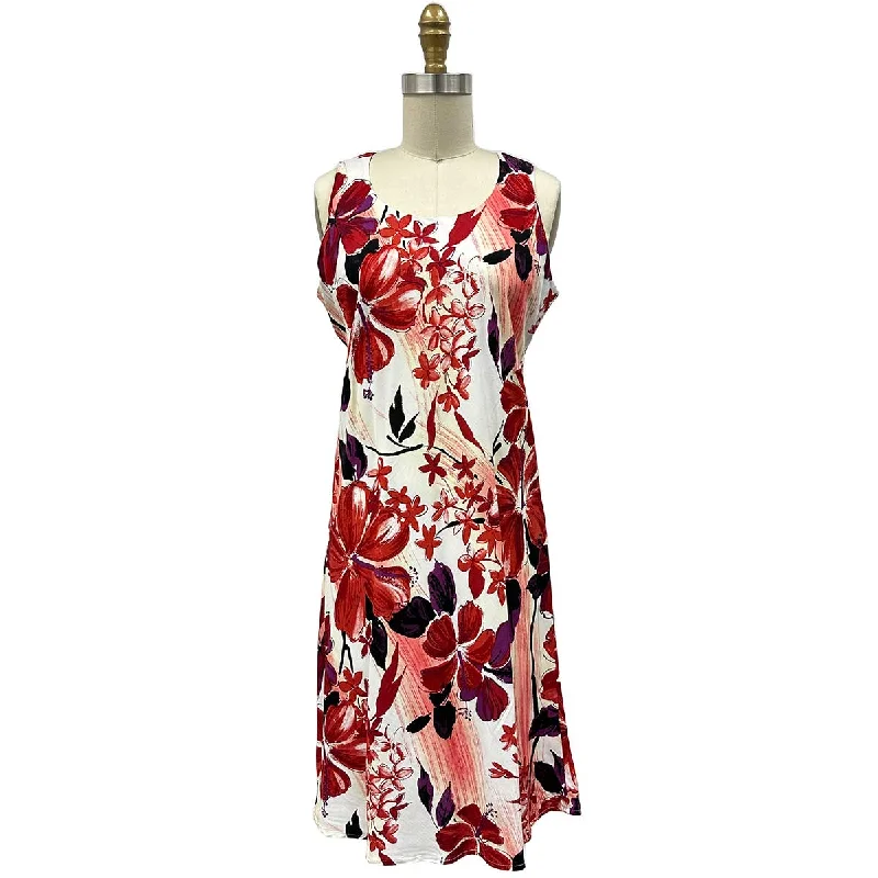 Watercolor Hibiscus Red Tank Dress Easygoing Tank Dress