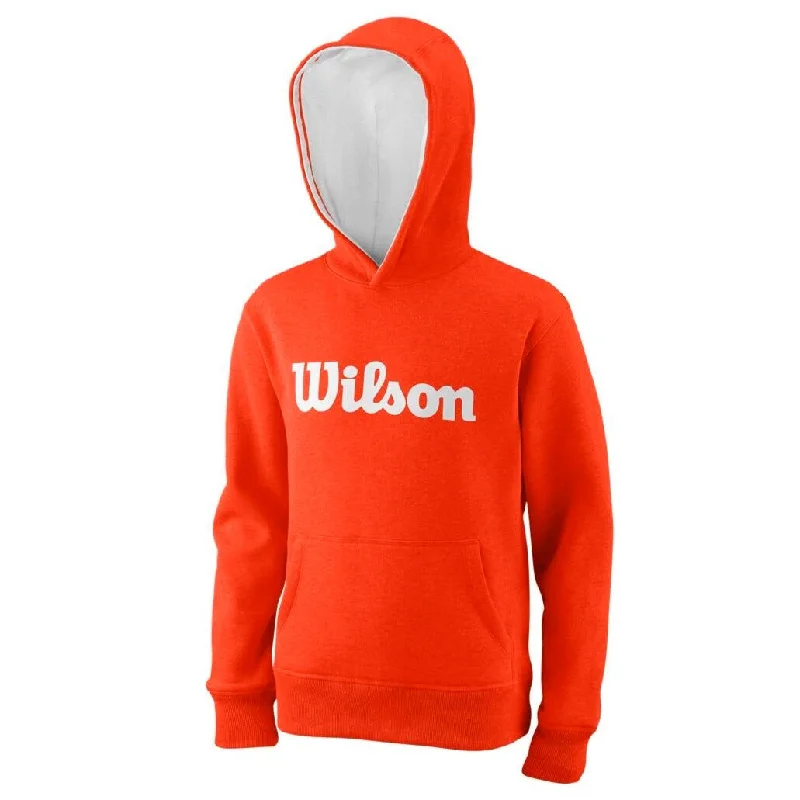 Wilson Youth Script Cotton Pull-Over Hoodie (Tangerine) Off-shoulder unclassified dresses