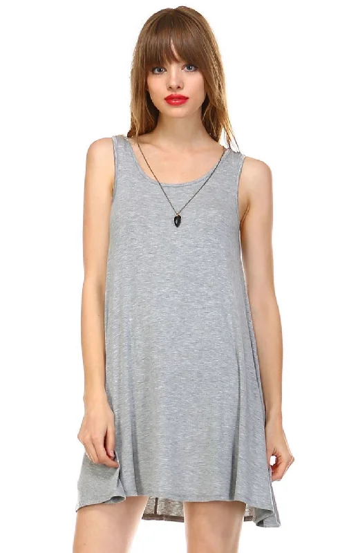 Strappy Back Dress Sleeveless and 3/4 Sleeve Heather Gray Off-shoulder unclassified dresses