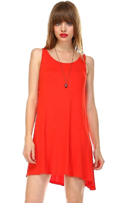 Strappy Back Dress Sleeveless Red Orange Plus size unclassified dresses