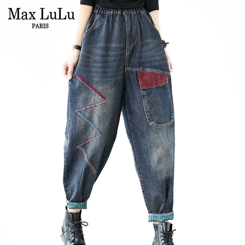 Max LuLu Autumn Jeans 2022 Women Casual Loose Denim Pants Ladies Vintage Harajuku Straight Trousers Punk Style Pockets Pantalons