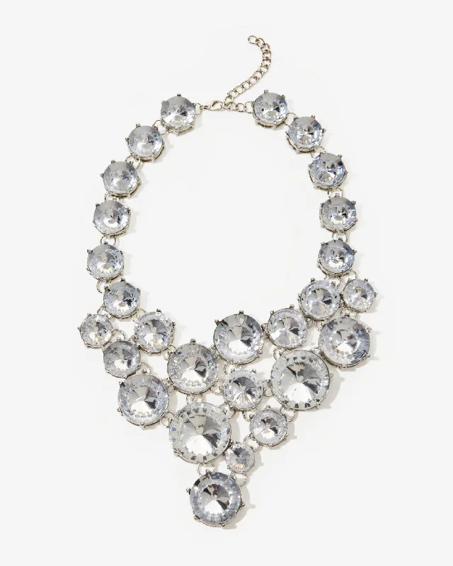 Gem Statement Necklace Silver Lace Dress Design