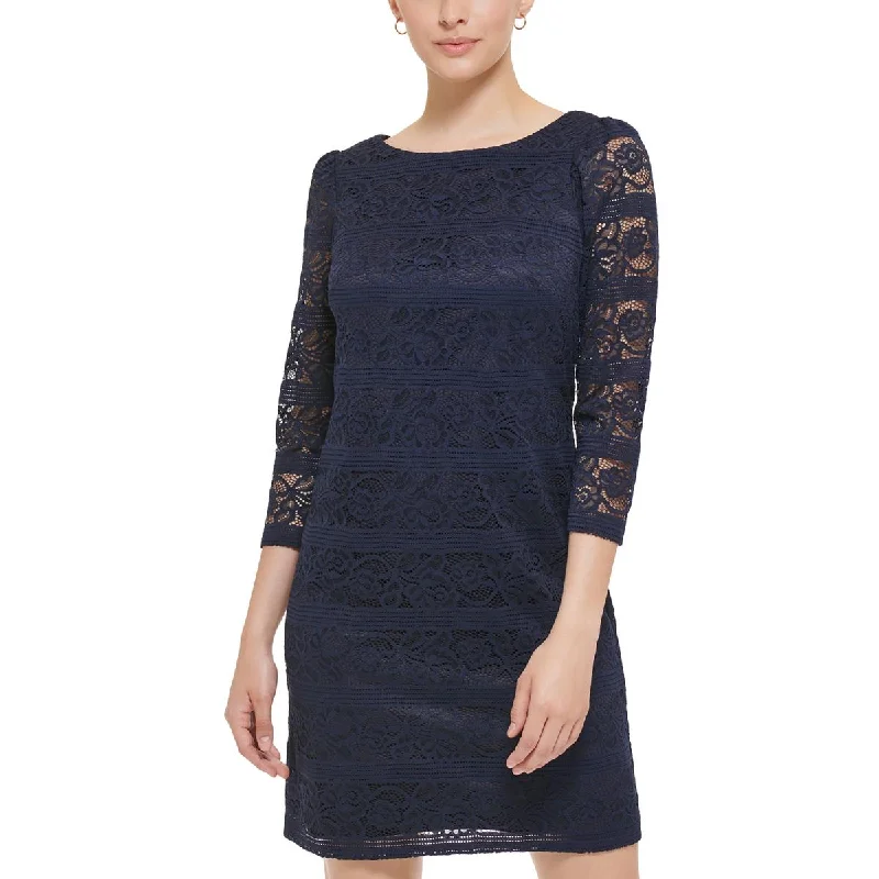 Jessica Howard Womens Lace 3/4 Sleeves Shift Dress Lace Dress Sparkly