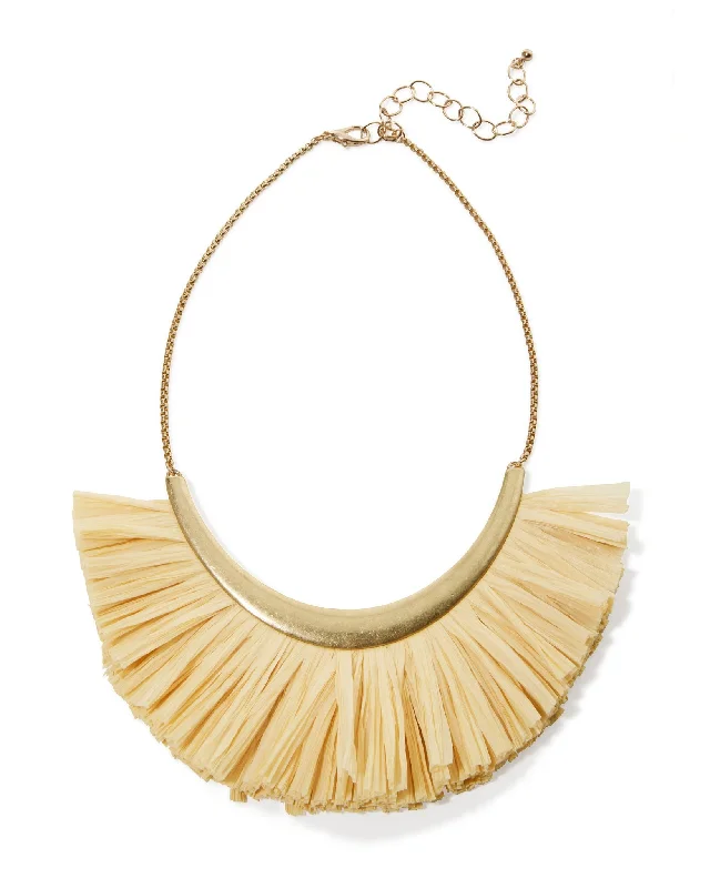 Raffia Statement Necklace Natural Lace Dress Vibe