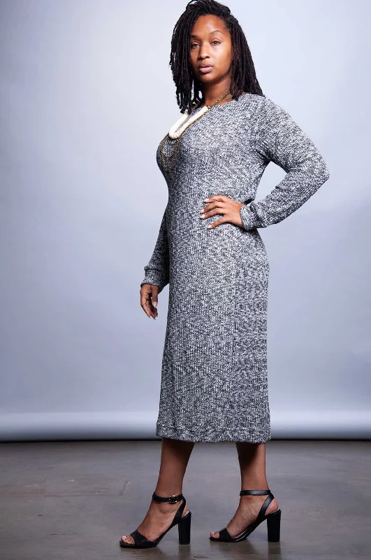 Sweater Dress - Greyscale Heather Sweater Dress Outfit