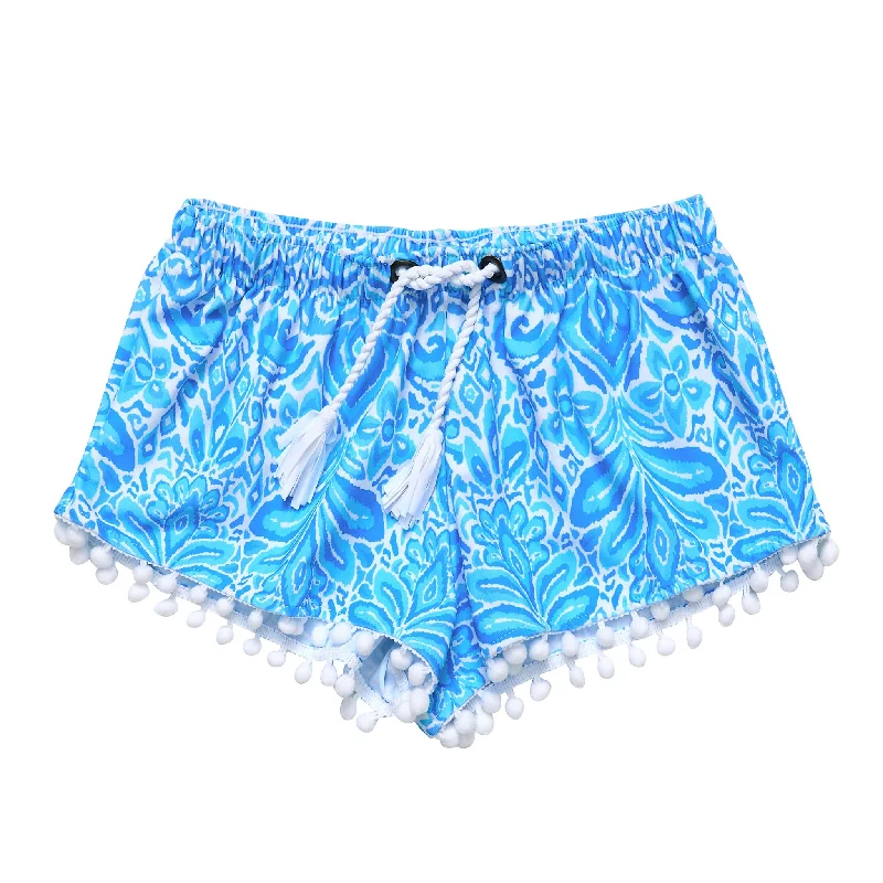 Santorini Blue Swim Shorts Mini Skirt with Pockets