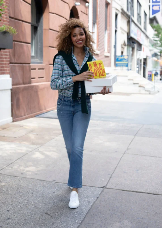 MOTHER DENIM THE INSIDER FLOOD Classic Blue Denim Skirt