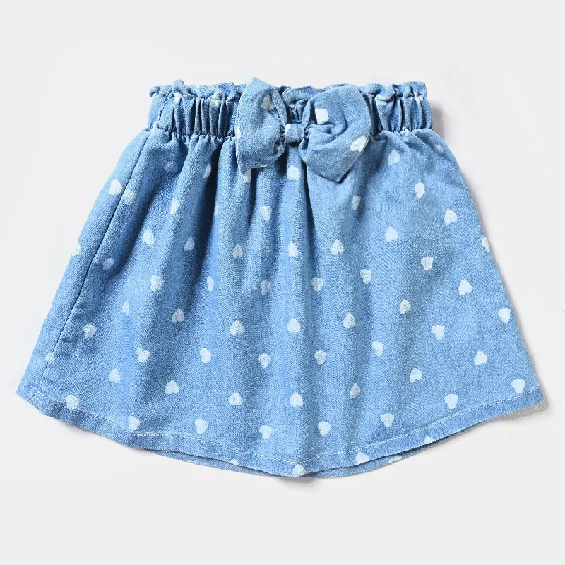 Girls Tensile Denim (Light Denim) Skirt Hearts-Ice Blue Denim Skirt Trendy