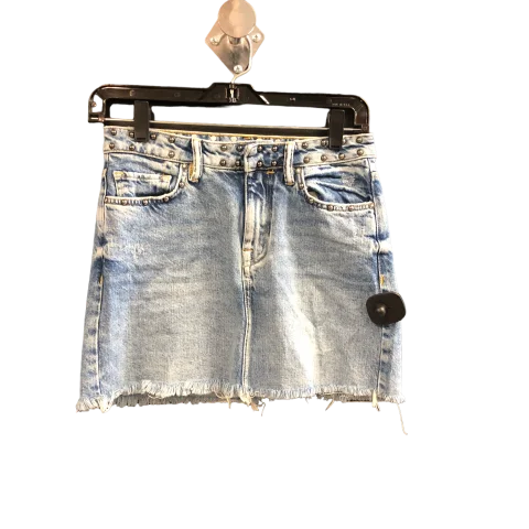 Skirt Designer By All Saints In Blue Denim, Size: Xs Colorful Denim Skirt