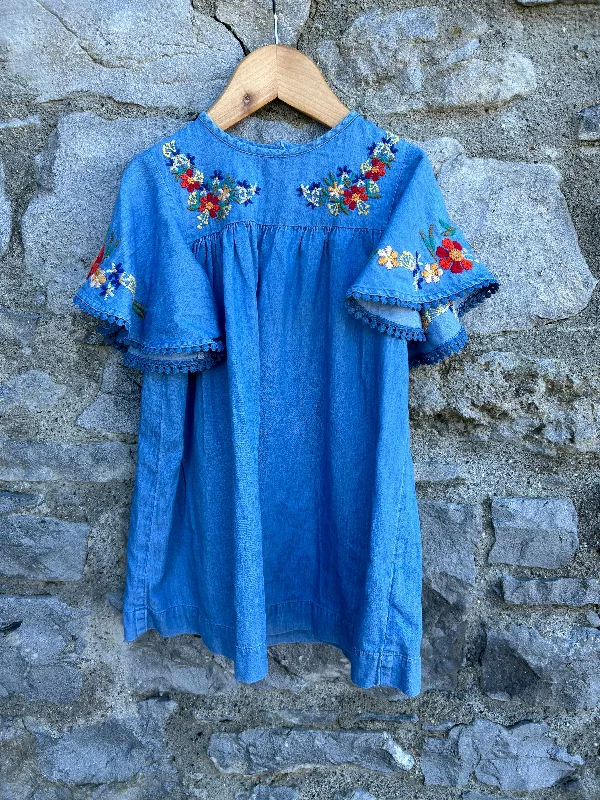 Denim embroidered dress  18-24m (86-92cm) Front Button Denim