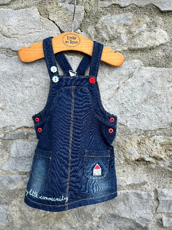 Navy denim pinafore 6-9m (68-74cm) Tattered Denim Skirt