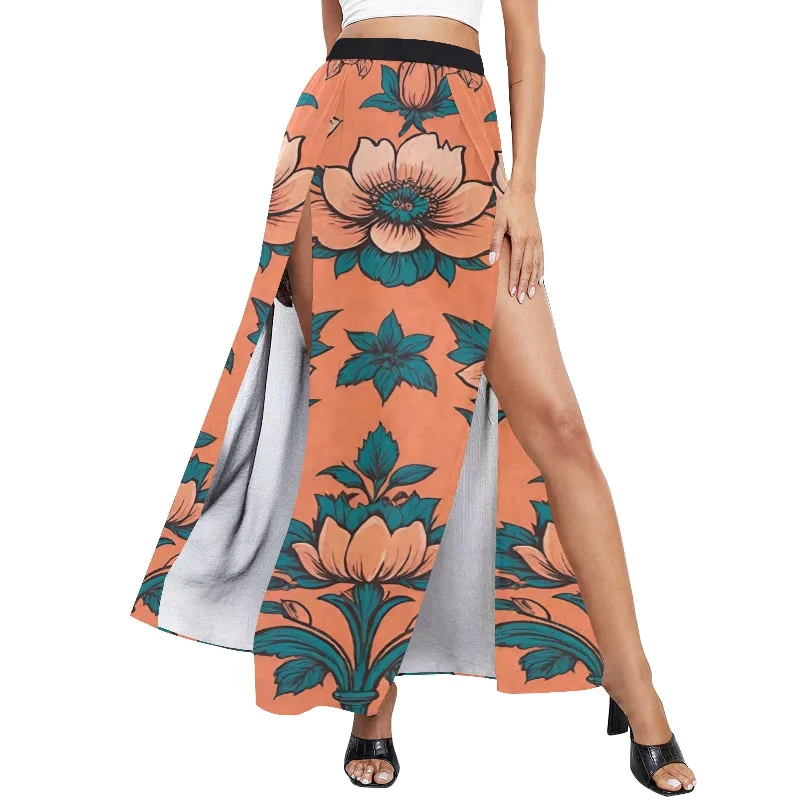 Women's High Slit Long Beach Dress (S40) Slim-fit Maxi Skirt