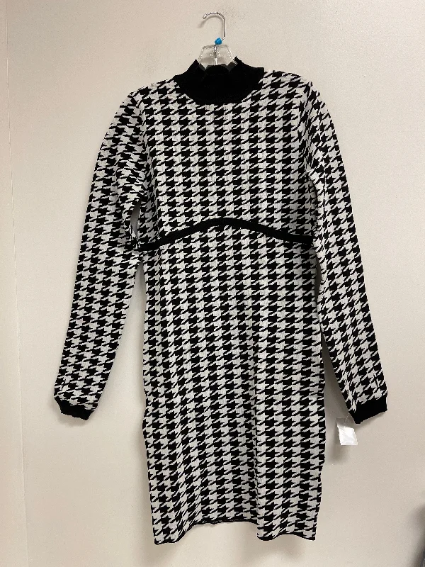 Dress Casual Midi By Akira In Black & White, Size: 1x Tartan Midi Skirt