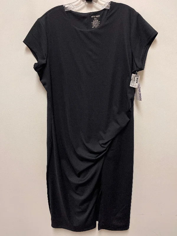 Dress Casual Midi By Nine West In Black, Size: 2x Front Button Midi