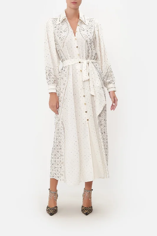 CURVED COLLAR SHIRT DRESS LUXE ESPIRITU Shirt Dress Outfit