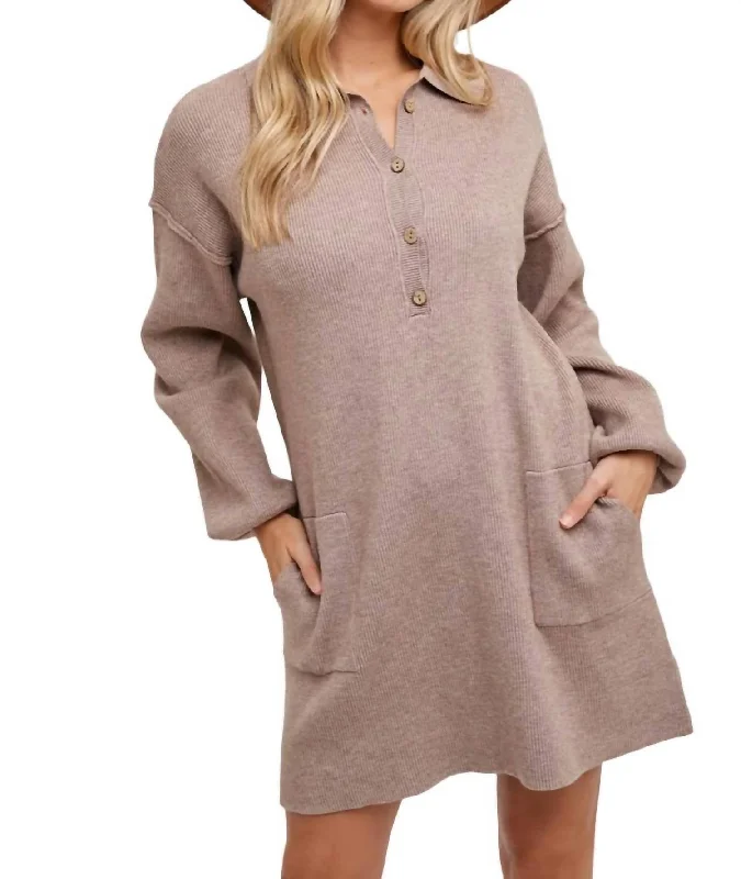 Anytime Ribbed Shirt Dress In Latte Basic Shirt Dress