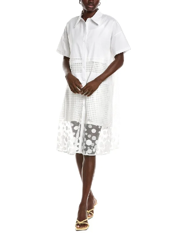 Beulah Mesh Shirtdress Elegant Shirt Gown