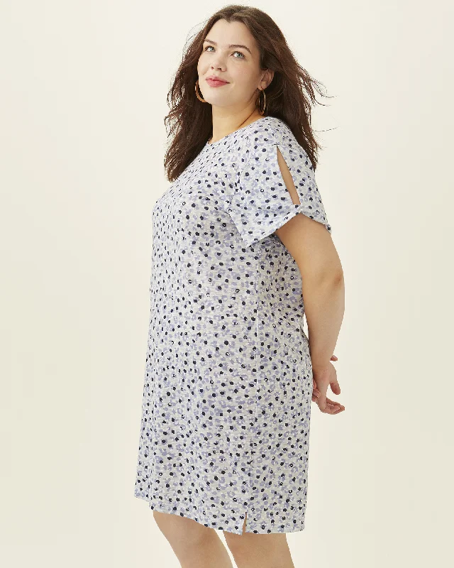 Chelsey Printed T-Shirt Dress | Light Blue / White Printed Shirt Dress