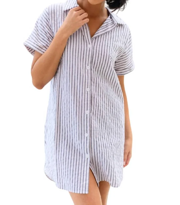 Cornelia Striped Shirt Dress In Ivory/grey Office Shirt Dress