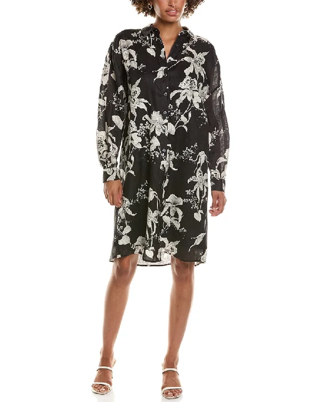 Teri Jon by Rickie Freeman Flower Print Shirtdress Boho Shirt Dress